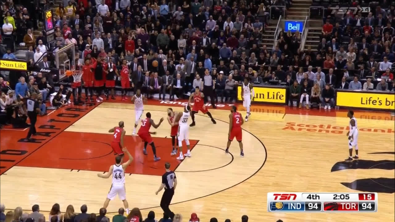 Lorenzo Brown posterizing Myles Turner