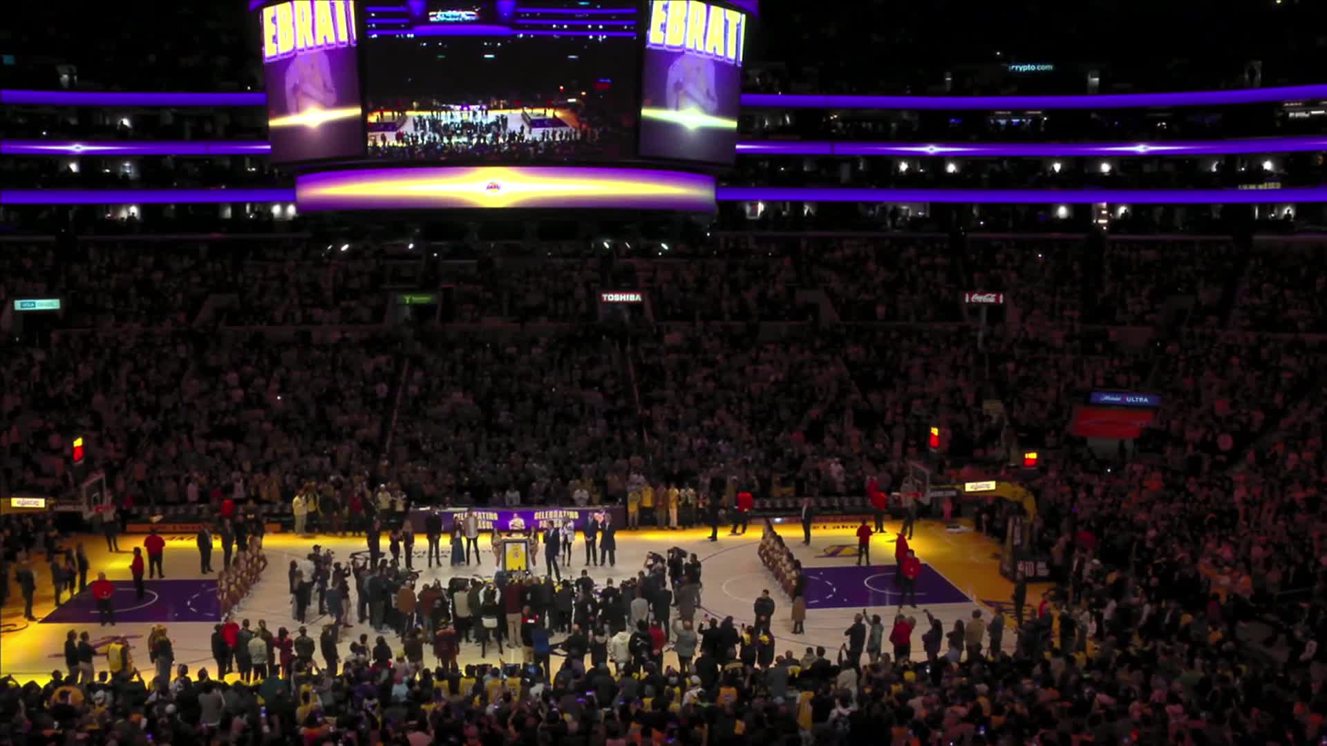 Pau Gasol Cries As Lakers Hang Jersey In Rafters Next To Kobe's