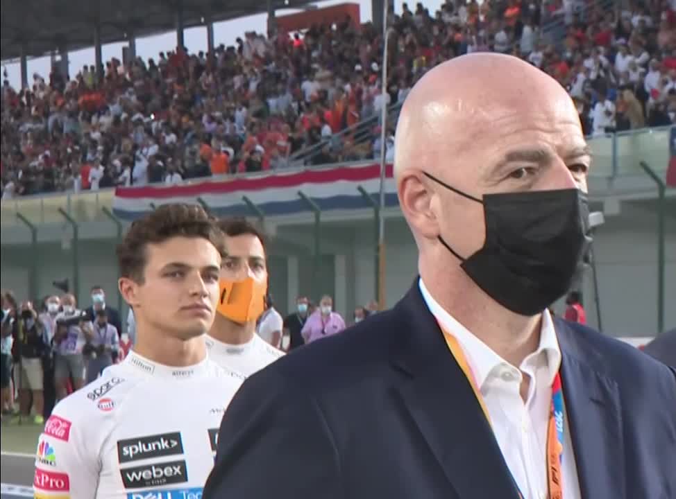 Danny Ricc. enjoying the Qatari national anthem...