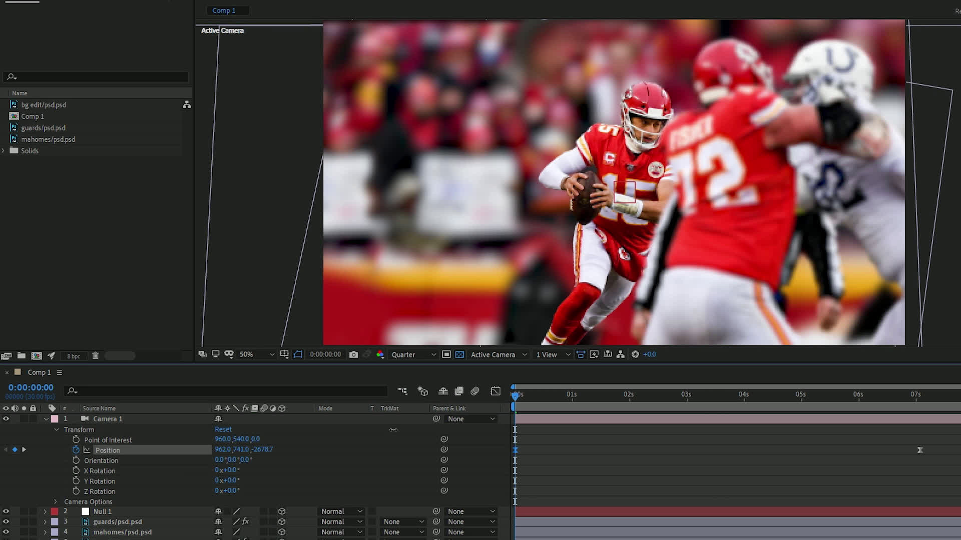Patrick Mahomes 2.5D Parallax Animation
