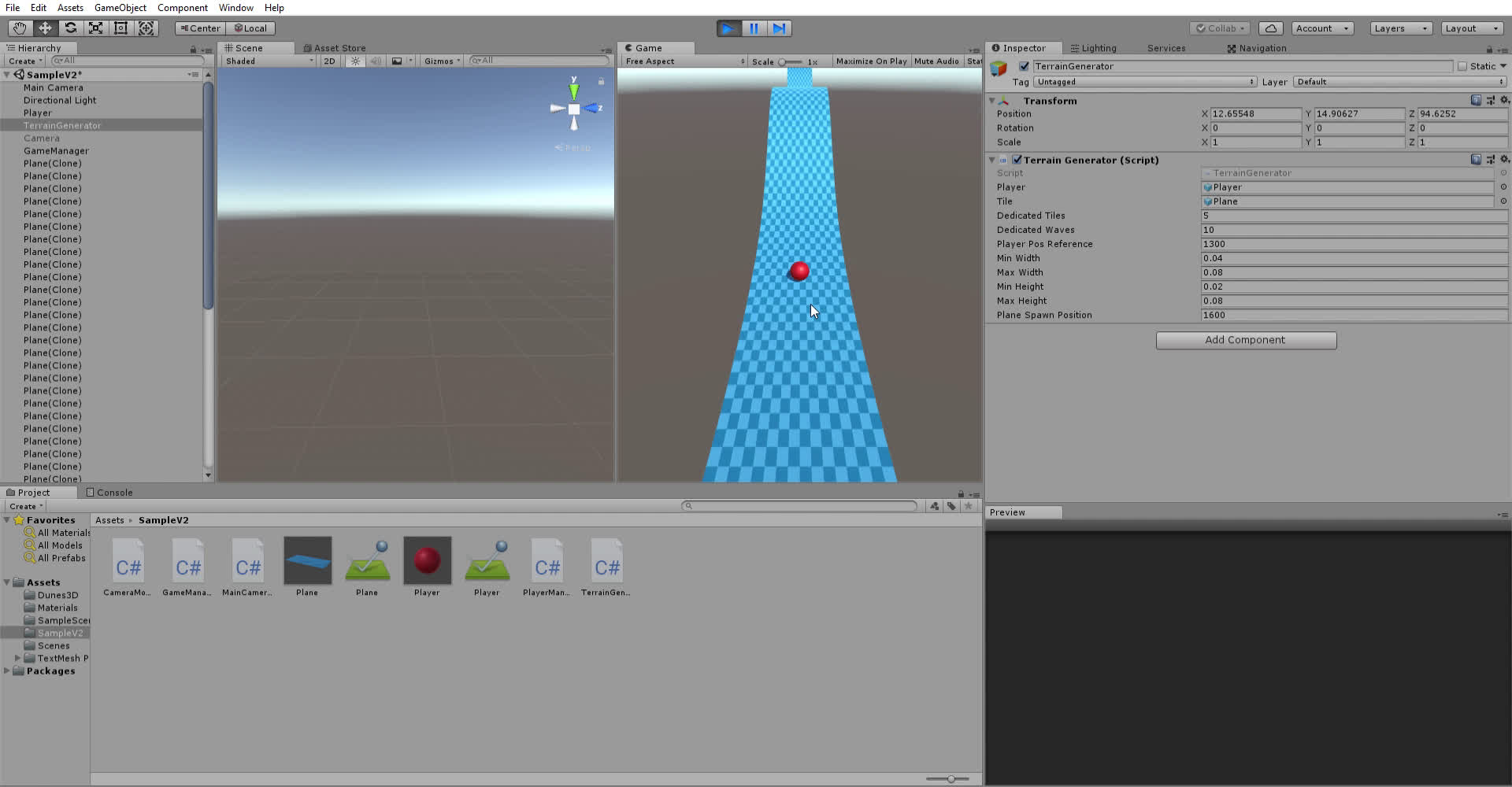 Unity 2018.2.13f1 Personal (64bit) - SampleV2.unity - Dune3D - iPhone ...