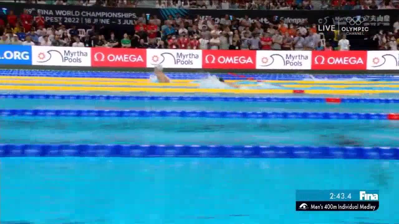 Leon Marchand wins Worlds 400 IM in 404.28, scaring Michael Phelps world record r/Swimming