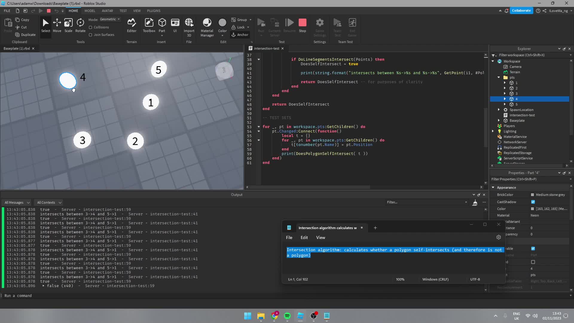 Self-Intersecting Polygon Algorithm