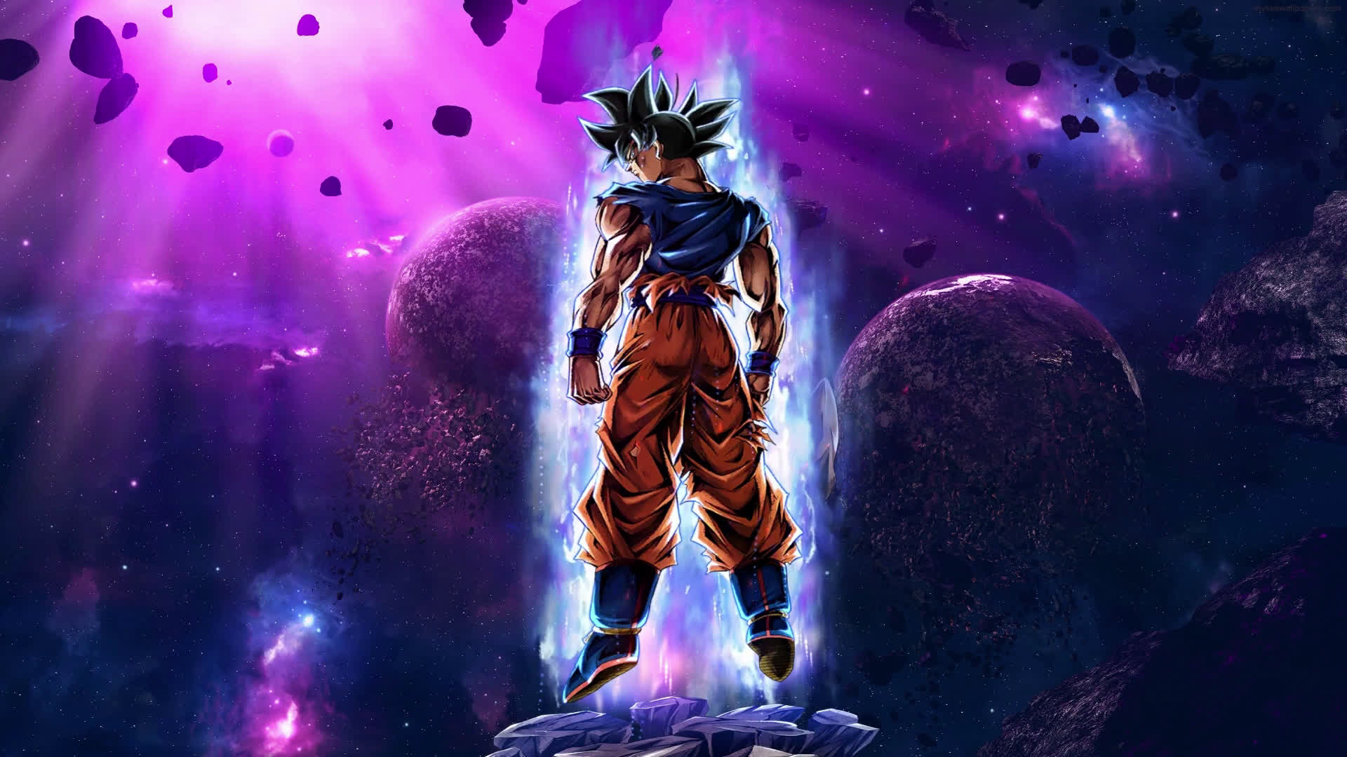 Goku Ultra Instinct and Planets Animated Wallpaper