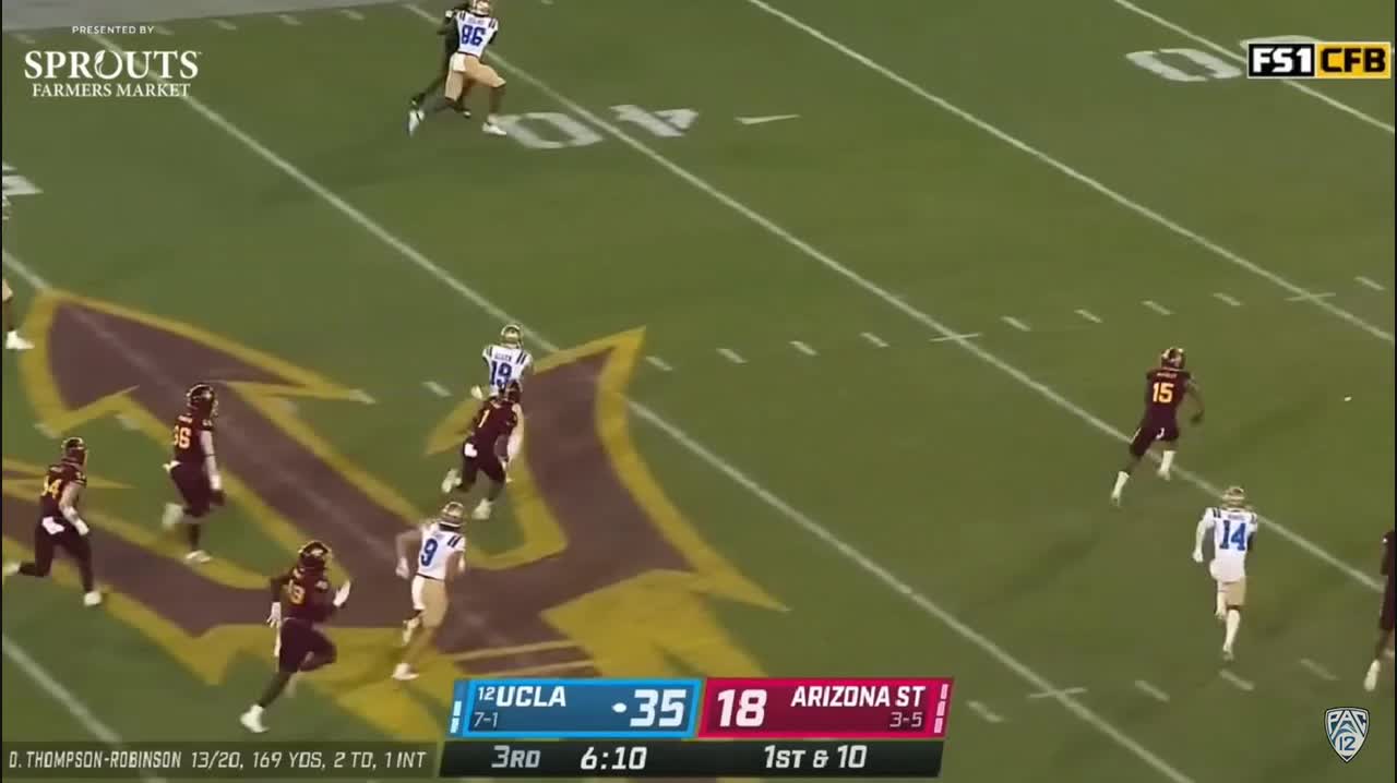 UCLA Bruins running back Kazmeir Allen (19) can't make a catch