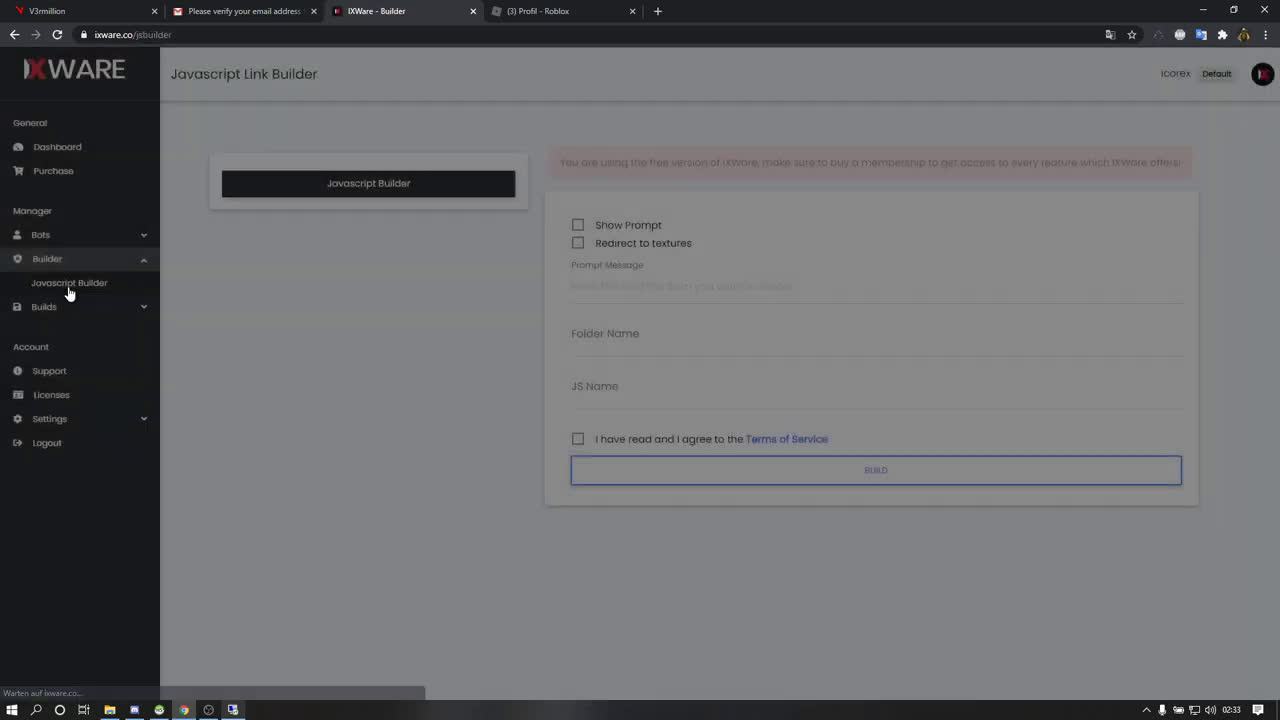 IXWare Tutorial Free Javascript Roblox Cookie Logger Embed
