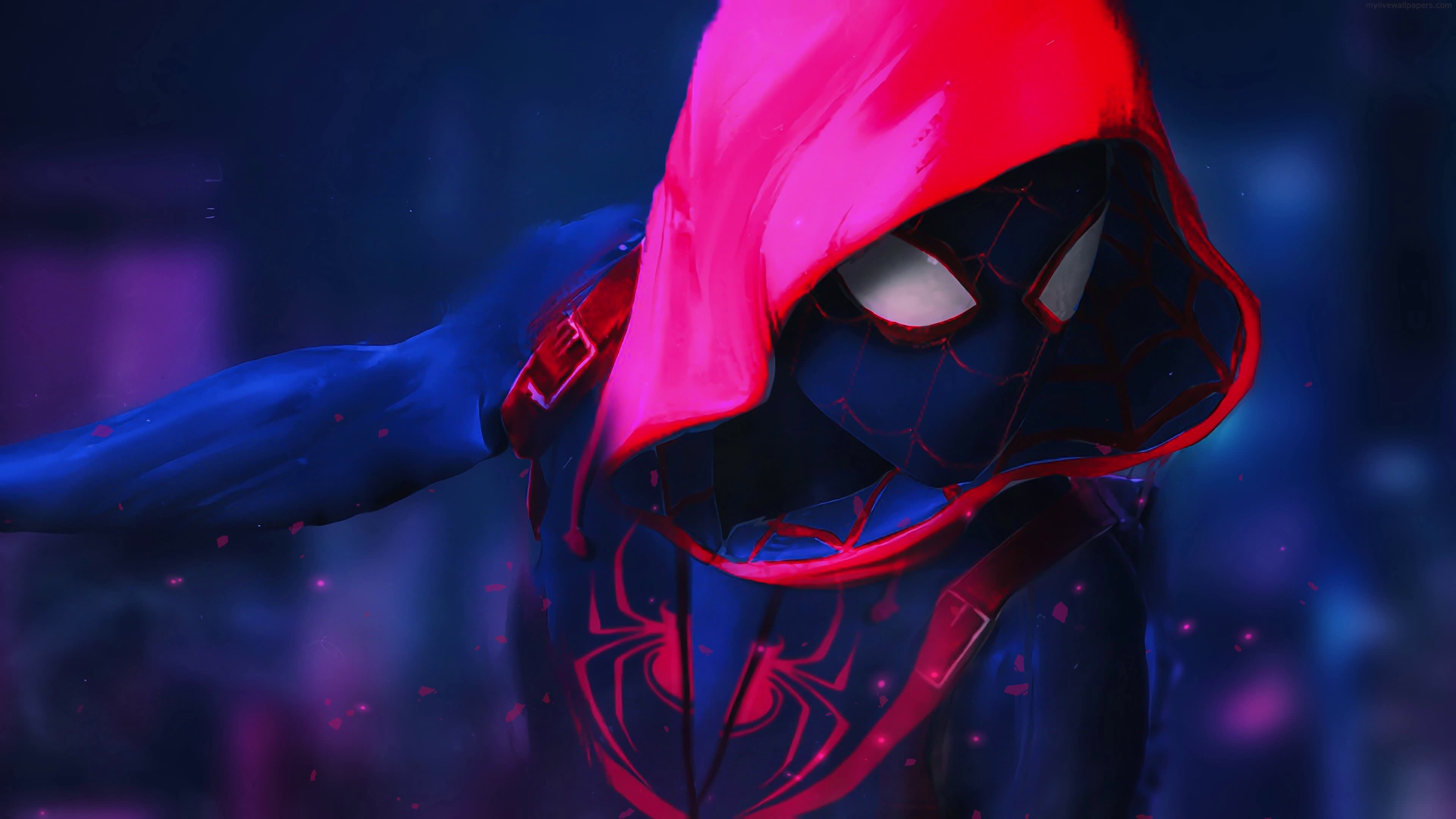 Marvel Spiderman With Hooded Suit 4K Live Wallpaper