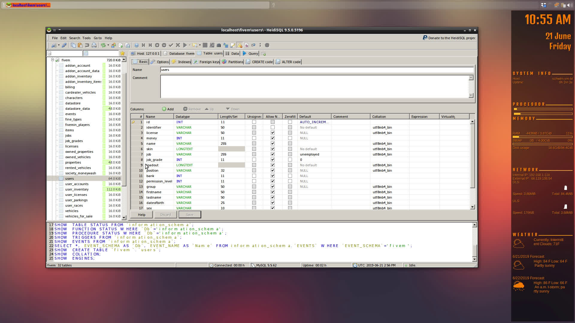 Changing column attributes in HeidiSQL