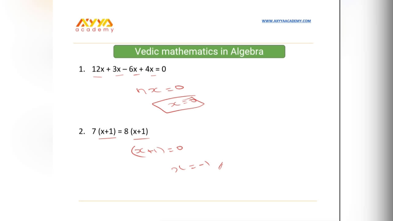 (Tam)Vedic mathematics in Algebra