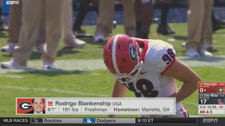 Georgia kicker Rodrigo Blankenship explains why he wore his helmet