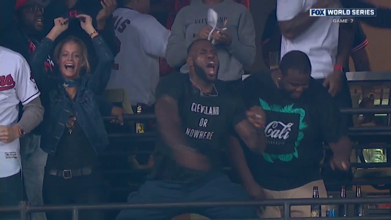 WATCH: LeBron James goes wild after Rajai Davis HR ties World