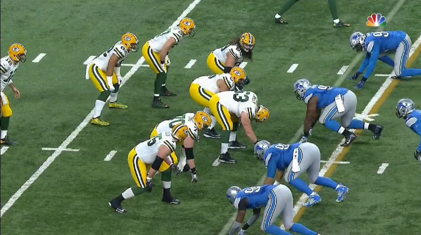 Aaron Ripkowski 10 yd run broadcast view 2 @ Det 2016 Q1Wk 17