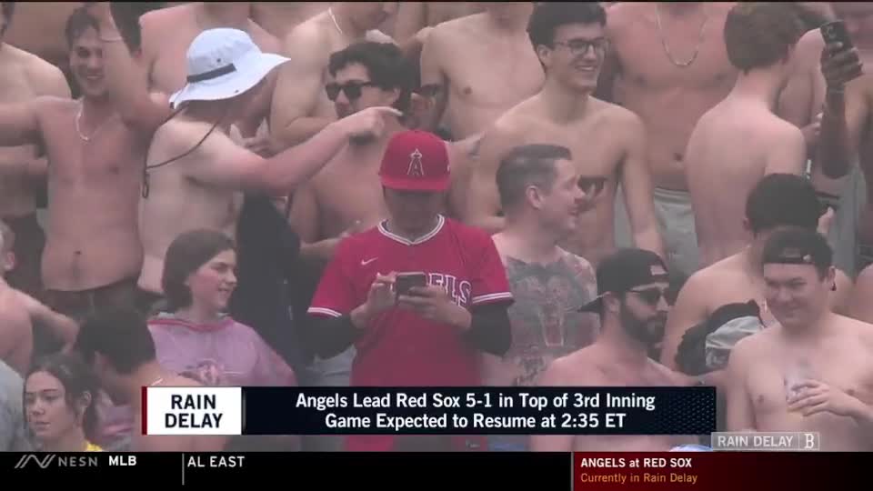 highlight] A lone Angel fan is standing in the middle of a bunch of  shirtless fans in the outfield bleachers at Fenway : r/baseball