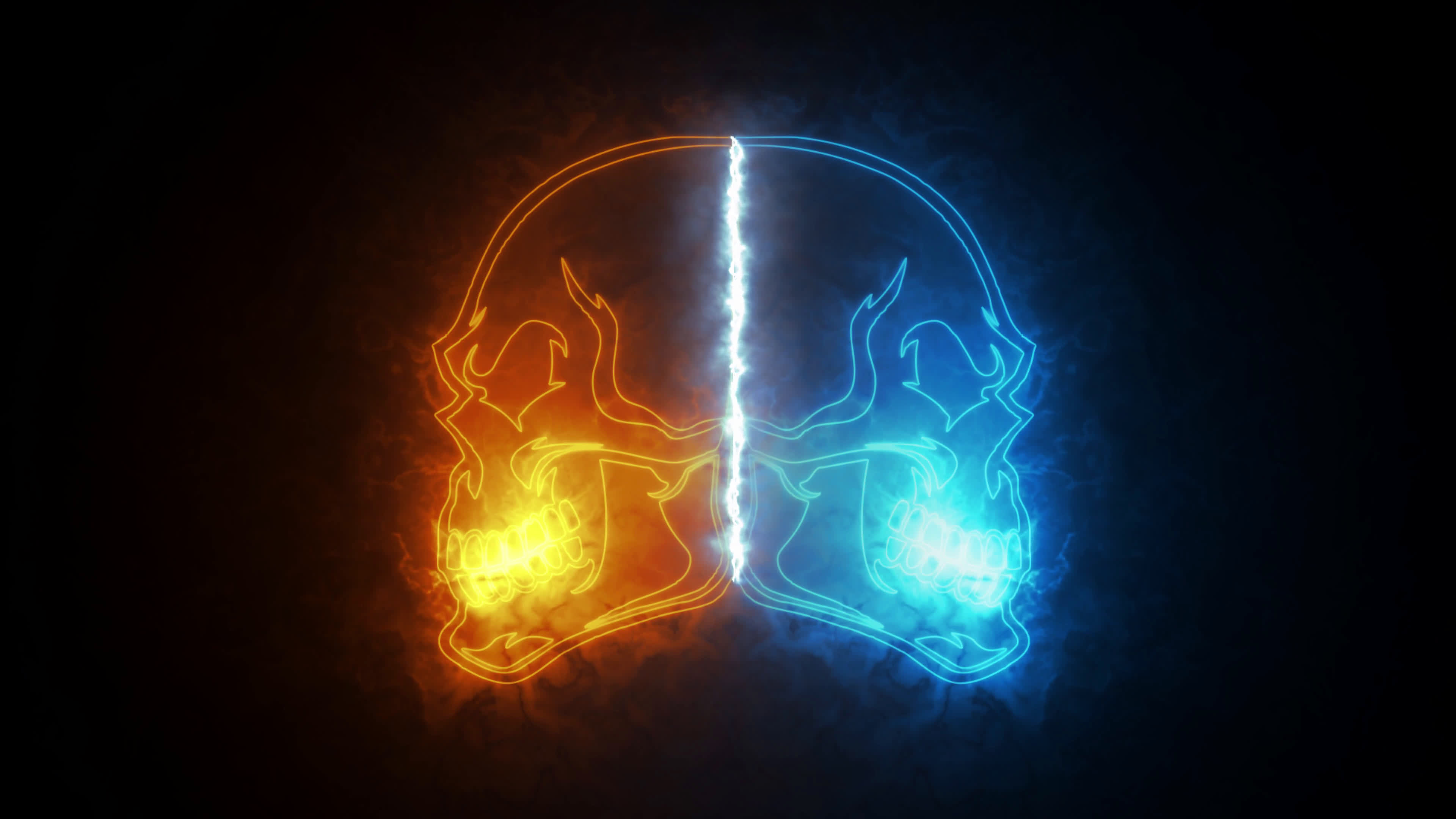 Fire And Ice Skulls 4K Live Wallpaper