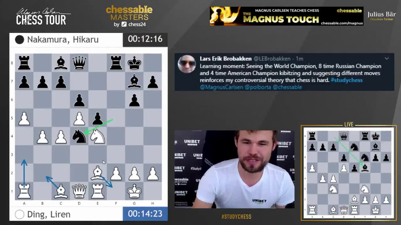 Technical hazard trips up Kasparov as Carlsen and Nakamura battle to a tie