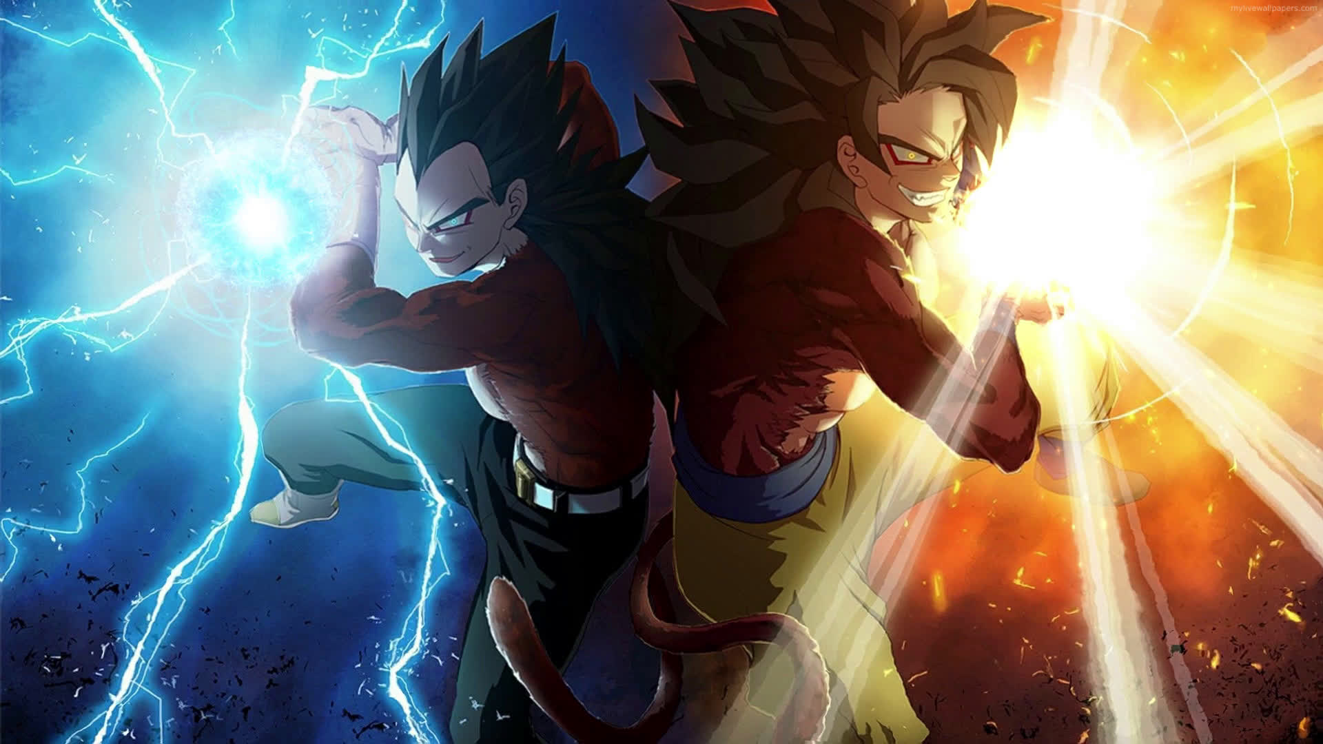 Super Saiyan 4 Goku & Vegeta from Dragon Ball GT - Shadow Dragon Saga  [Dragon Ball Z Dokkan Battle Art] HD wallpaper download