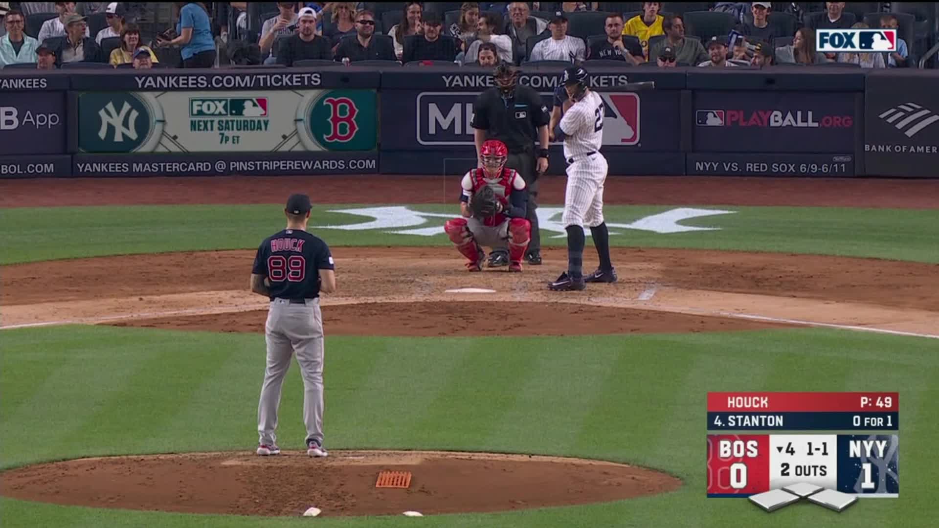 Highlight] Tanner Houck hits Giancarlo Stanton with a fastball and