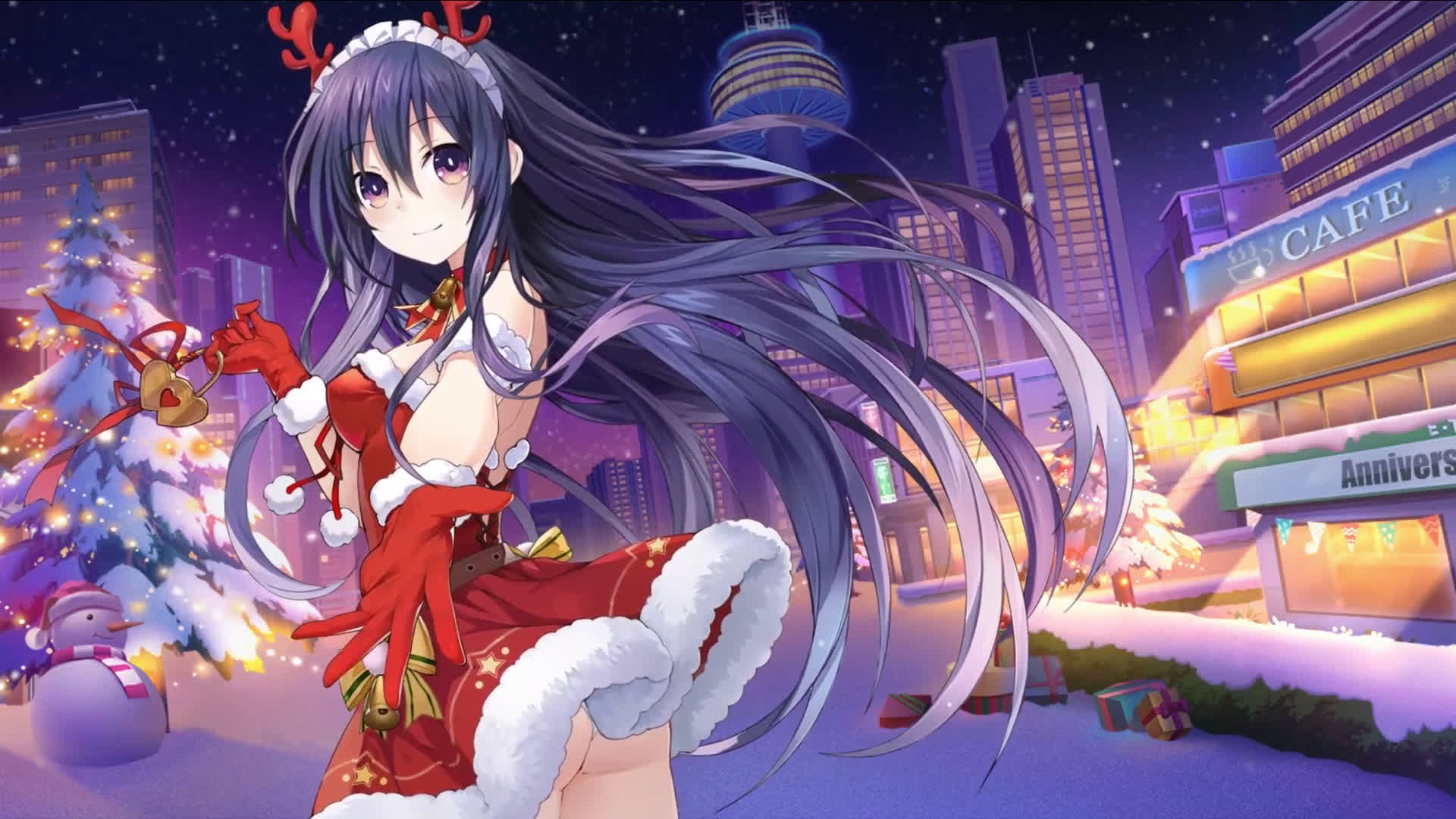 Date A Live Tohka Yatogami Christmas Reindeer Animated Wallpaper Desktophut