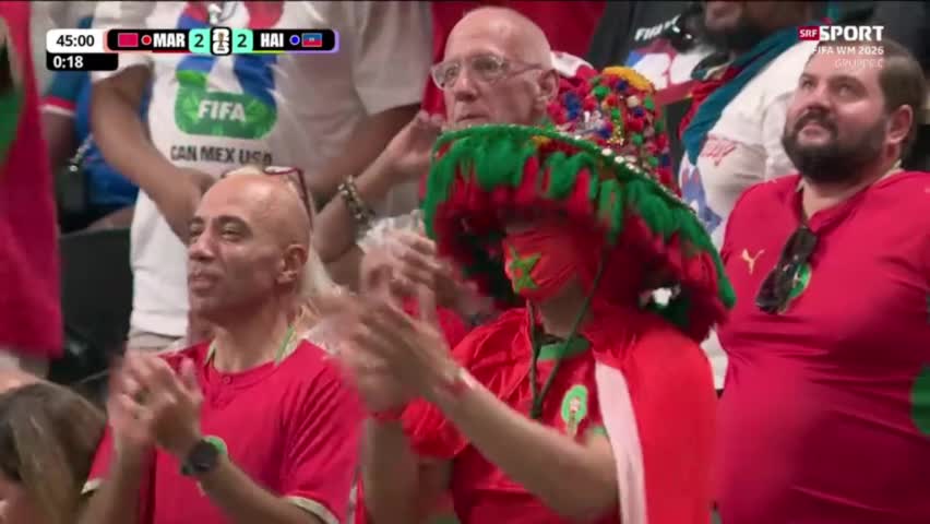 Ismael Saibari scores for Morocco in the 45+1' against Haiti
