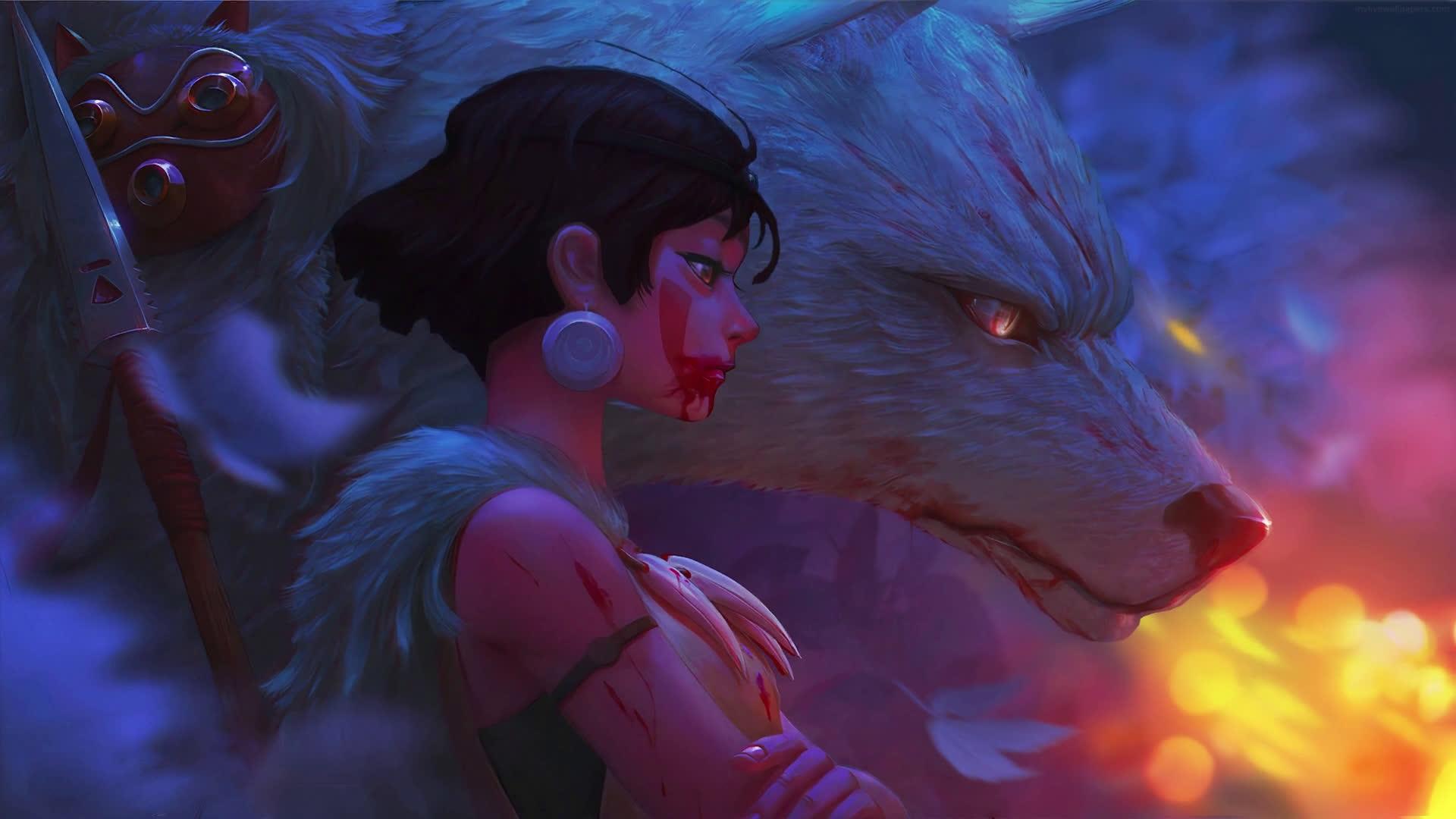 Princess Mononoke and White Wolf Moro Live Wallpaper Princess Mononoke and White Wolf Moro Live Wallpaper