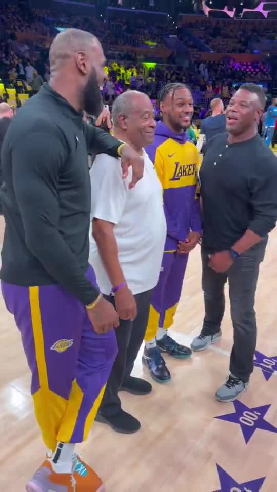 LeBron James Bronny James and Ken Griffey Sr. Ken Griffey Jr. ahead of the Lakers game