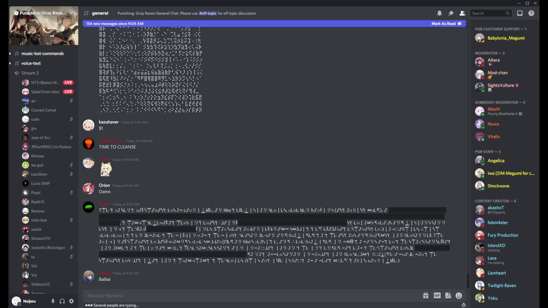 The final minutes of the Punishing Gray Raven Discord server