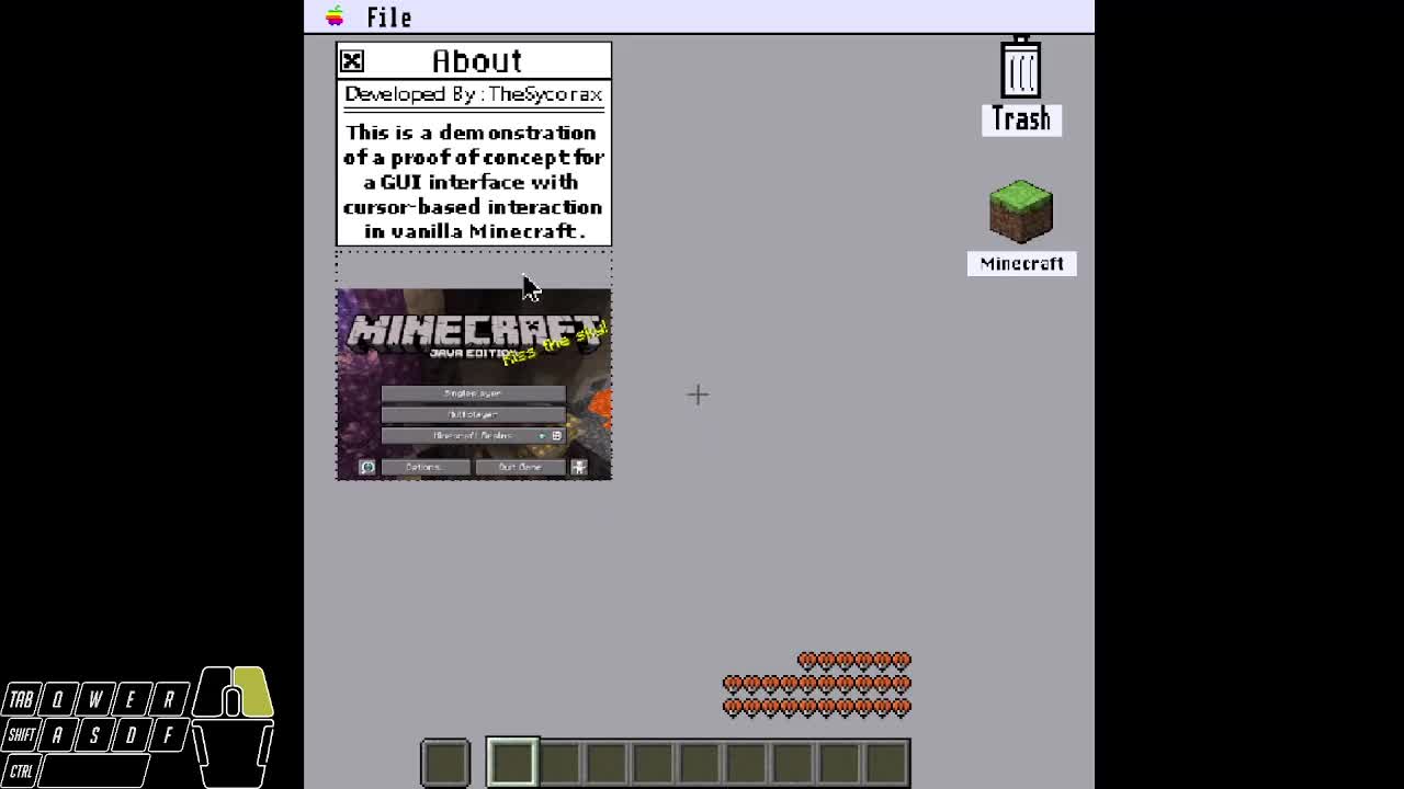 GUI Proof of Concept in Vanilla Minecraft