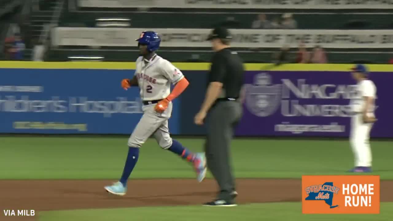 A sleeveless Luke Voit blasts one off the scoreboard for Syracuse :  r/NewYorkMets