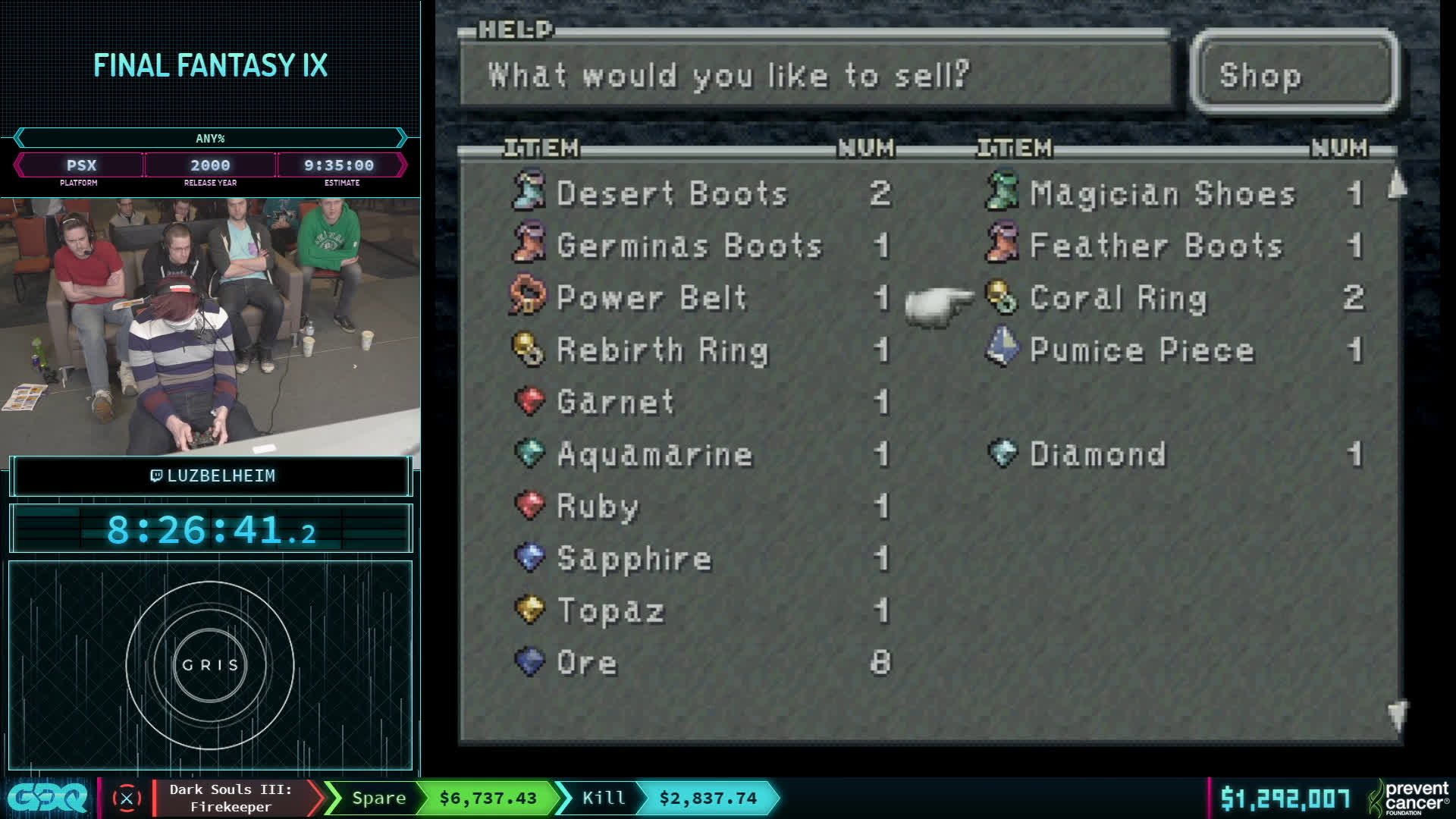 [AGDQ} Blindfolded FF9 Menu Probably The Most Impressive Thing You Will ...