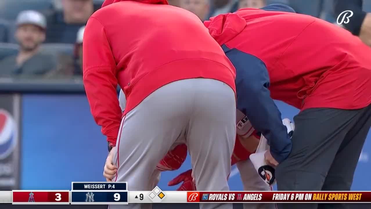 Logan O'Hoppe lines a base hit down the line, but leaves game with apparent  shoulder injury : r/baseball