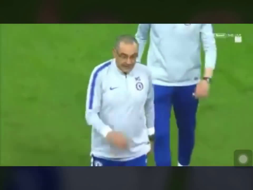 Watch Chelsea Manager Maurizio Sarri walk out training Kicking the ...