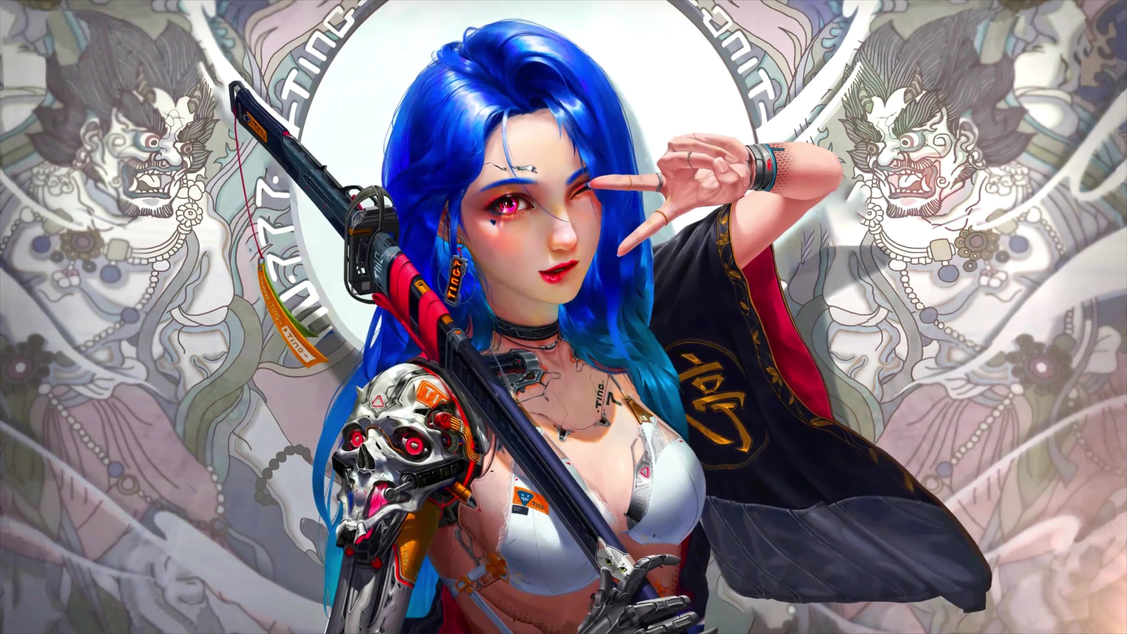 Cyberpunk Samurai Girl Anime Live Wallpaper - Embed