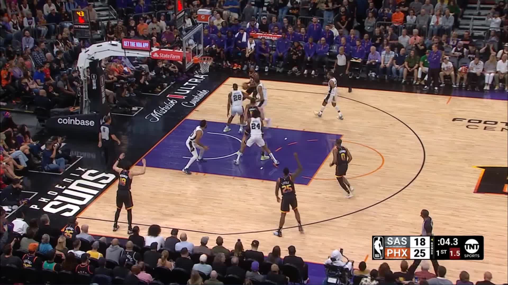 [高光] 凯文·杜兰特 vs 文班亚马 1 对 1 结束第一节, image size:1920x1080