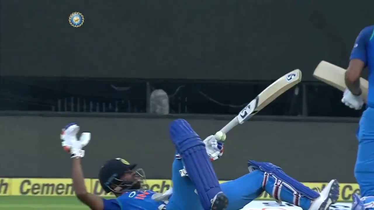 Hardik Pandya gets hit on the helmet by the ball.