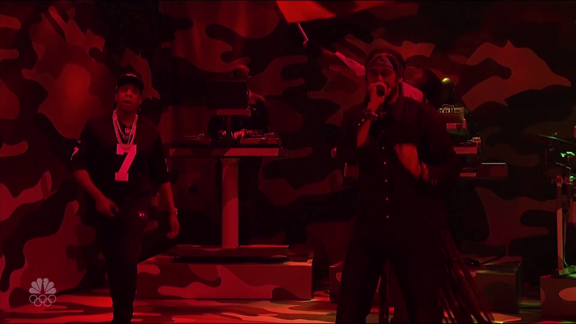 JAY-Z sports Colin Kaepernick jersey during 'Saturday Night Live