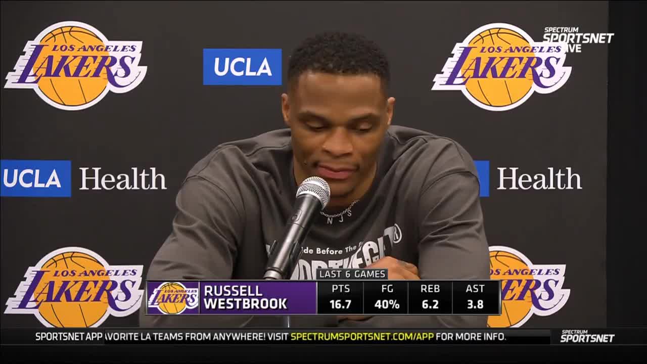 Russell Westbrook addresses the disrespect that his wife brought up, and  how he stands 100% behind her. He specifically mentions how \, image size:1280x720