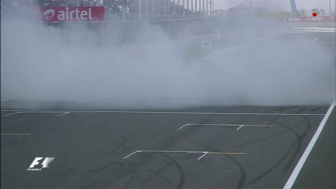 Vettel celebrating becoming at 4 time WDC - Indian GP 2013