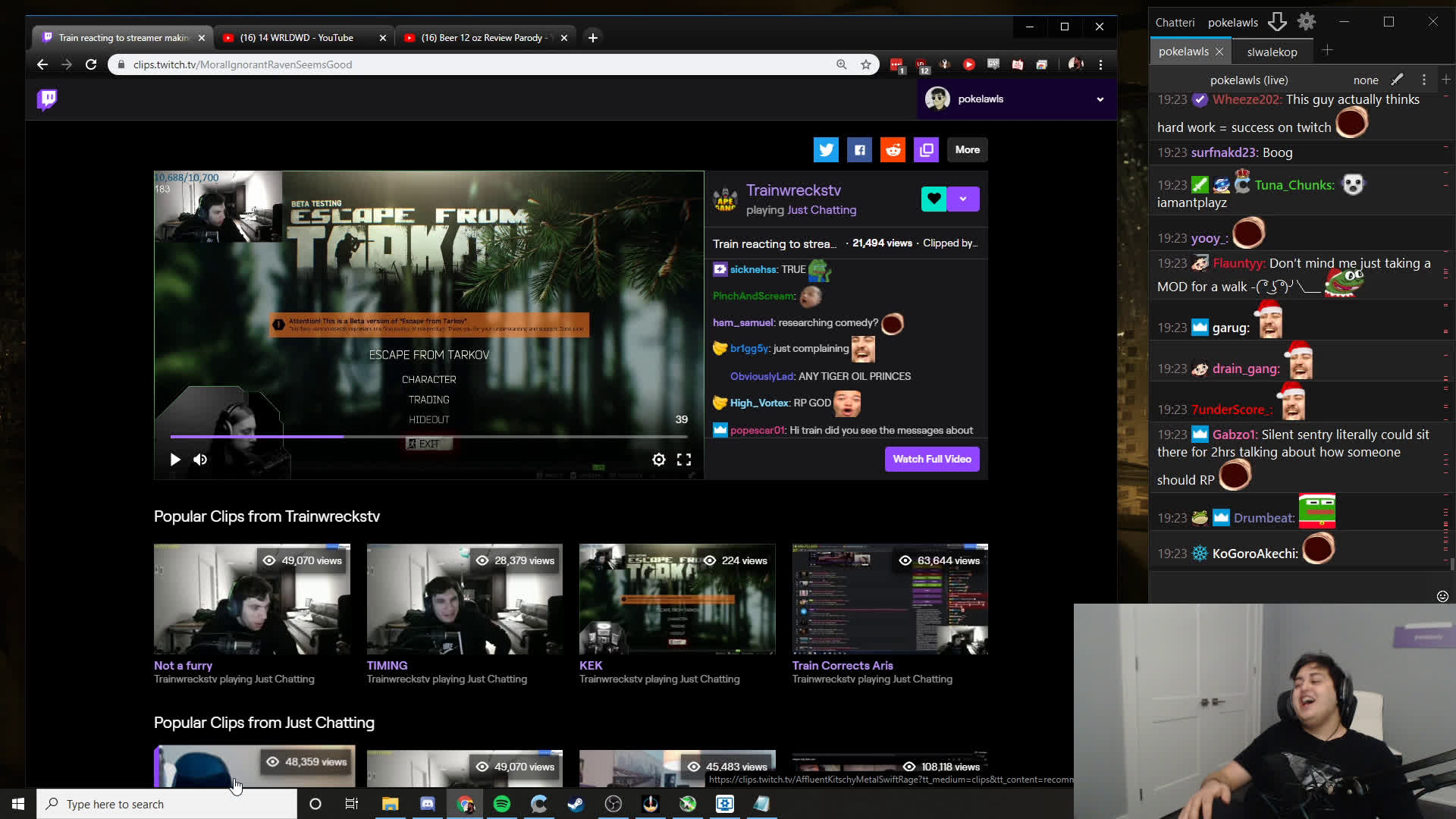 Poke reacting to streamer making fun of react streamers