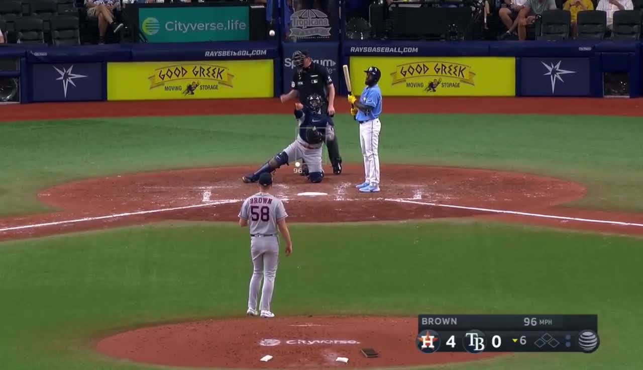 Hunter Brown painting a 96 MPH slider for a strike : r/Astros