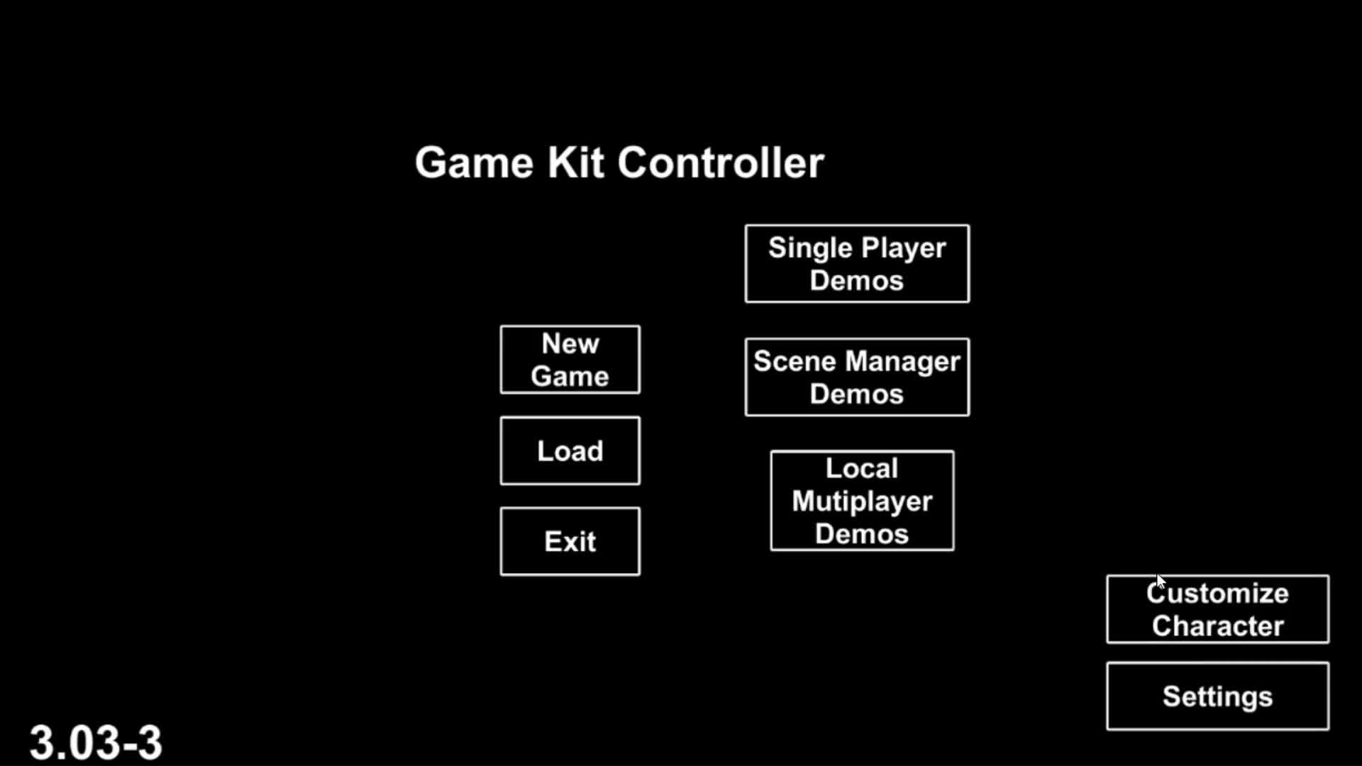 character creation on home menu and starting game