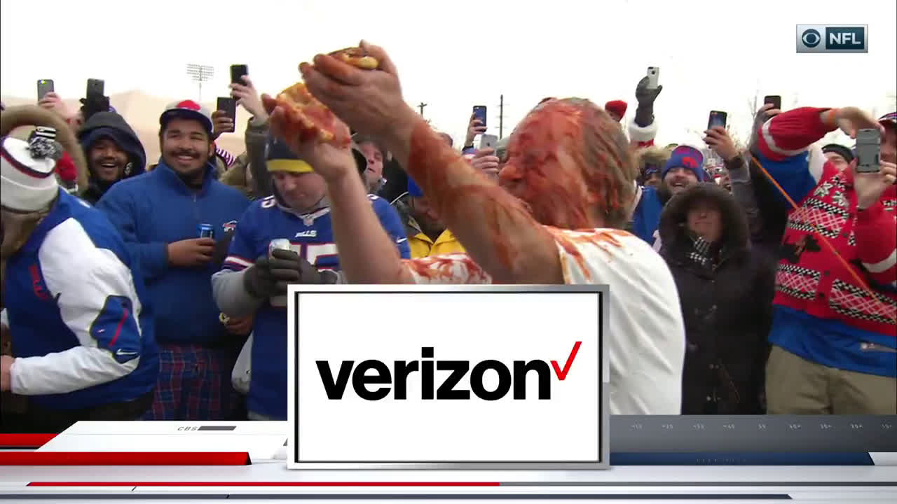 Buffalo Bills Fan Gets Showered In Ketchup And Mustard During Tailgate