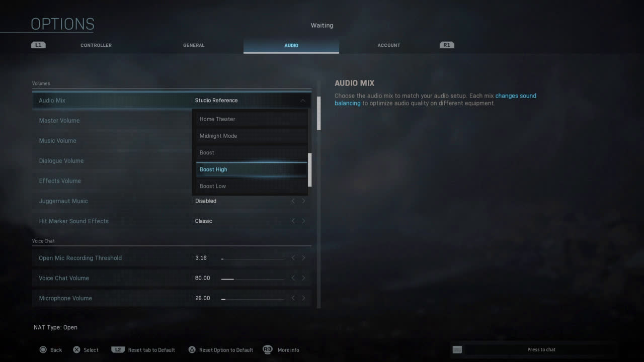 COD MW new audio preset