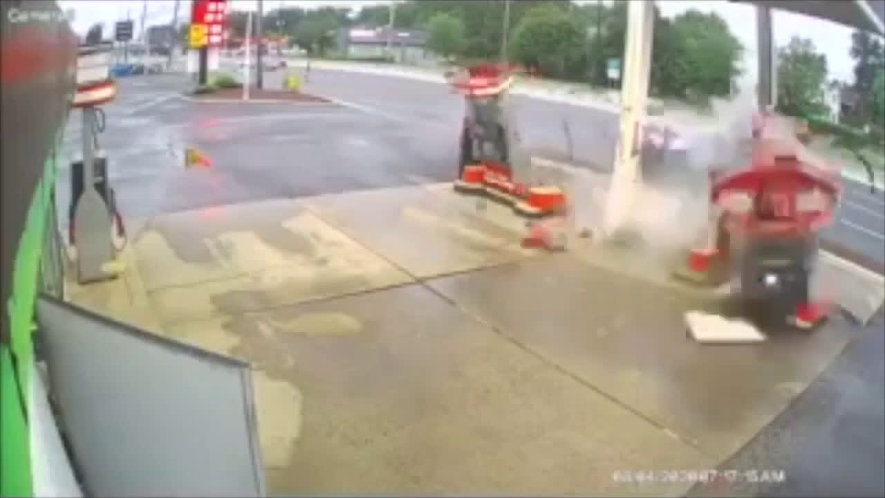 Car accident at US 1 gas station in North Brunswick, NJ yesterday morning