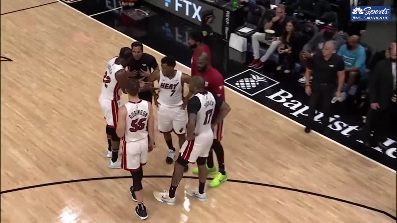 Highlight After Butler and Haslem get into it, Spo slams his clipboard and gets into a shouting match with Butler r/nba