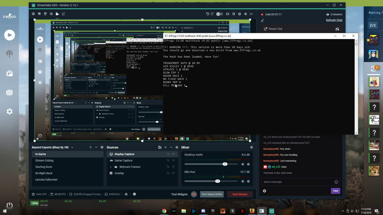 Twitch Streamer CHEATS on CS:GO while livestreaming.