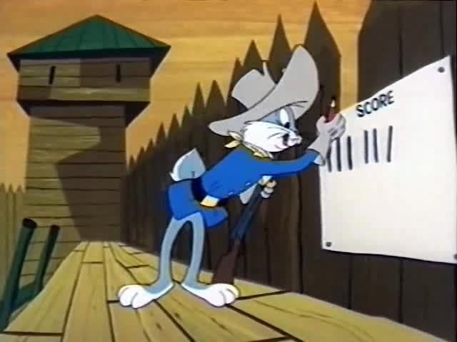 Racist Bugs Bunny dressed as General Custer shooting Injuns - Native American Genocide depiction from a time when cartoons were based