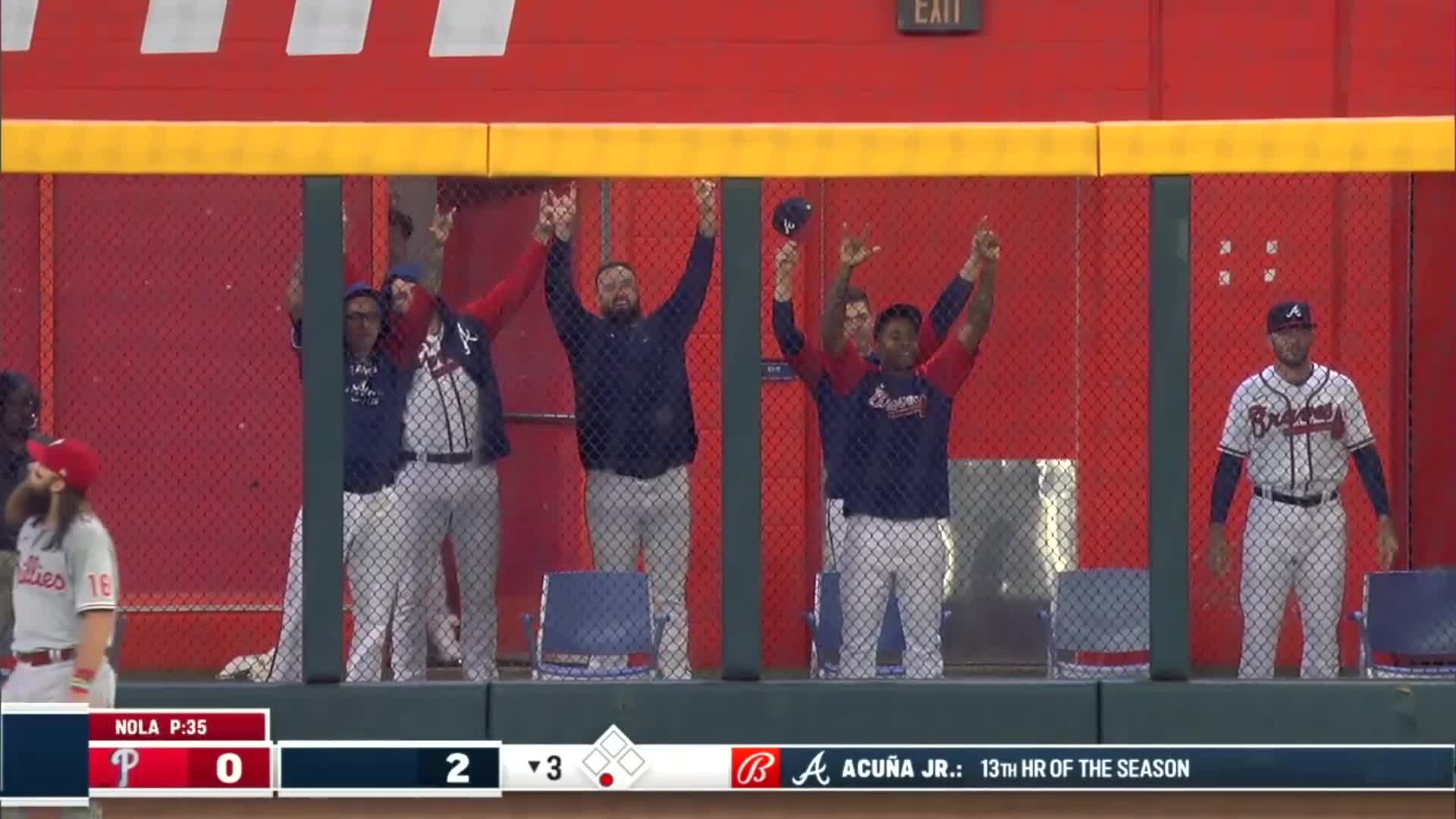 Hilarious moment on the Blue Jays broadcast as Alejandro Kirk reaches on a  walk and the entire coaching staff erupts in laughter. The reason: The last  time Kirk was on first, base