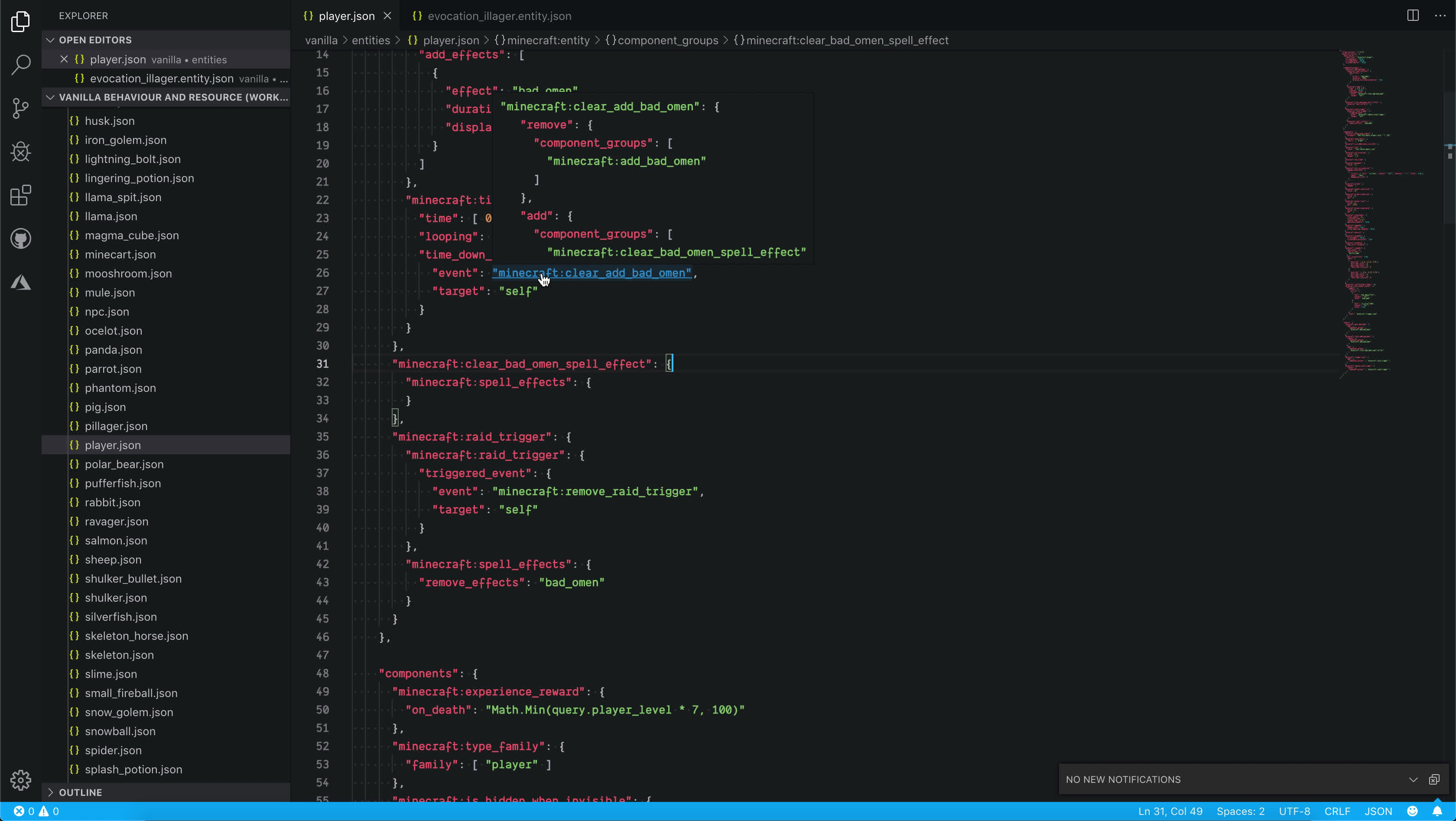 VSCode Bedrock Definitions
