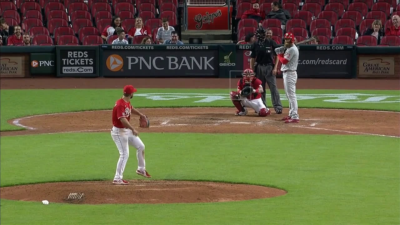 After Alex Blandino can't get it done, the Reds bring in fellow position  player Mike Freeman to face Phillies relief pitcher Archie Bradley.  Quickest AB in history follows. : r/baseball