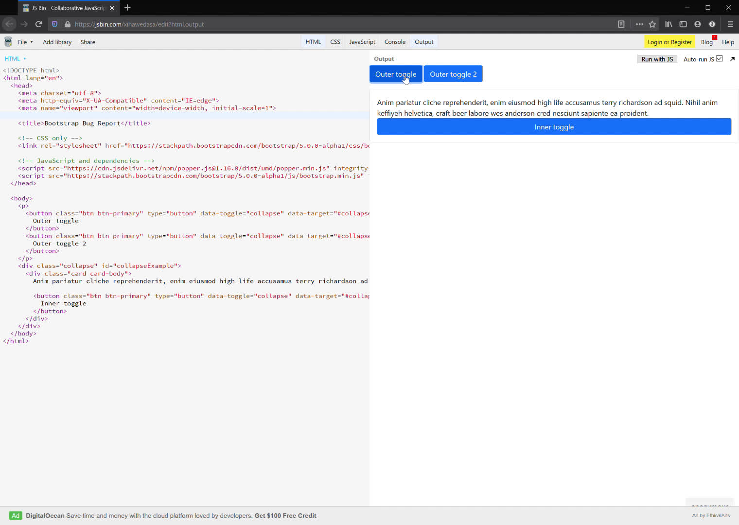 Watch JS Bin - Collaborative JavaScript Debugging - Mozilla Firefox ...